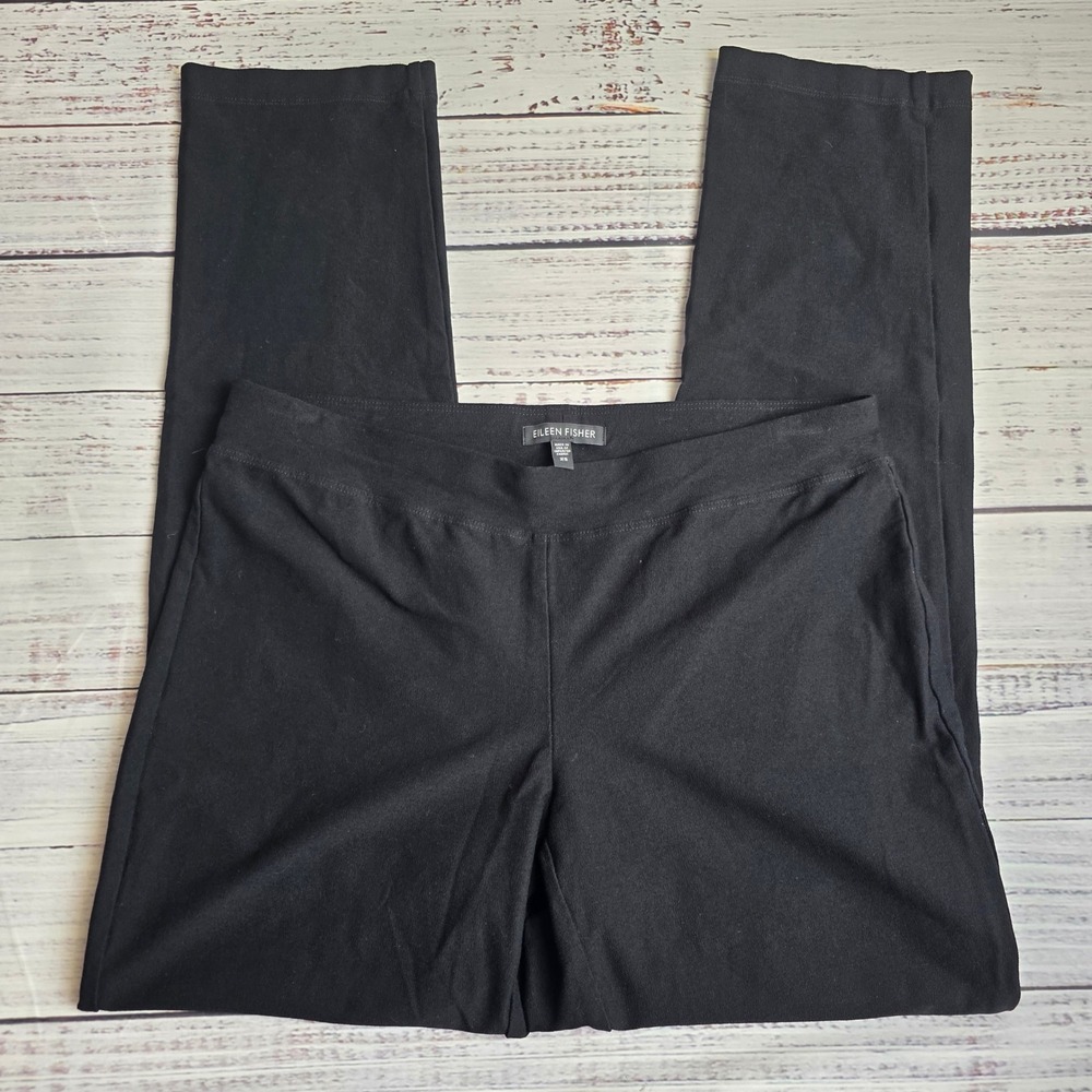 Eileen Fisher Womens XS Black Viscose Nylon Spandex Slim Ankle Crepe Stretch - Picture 1 of 9